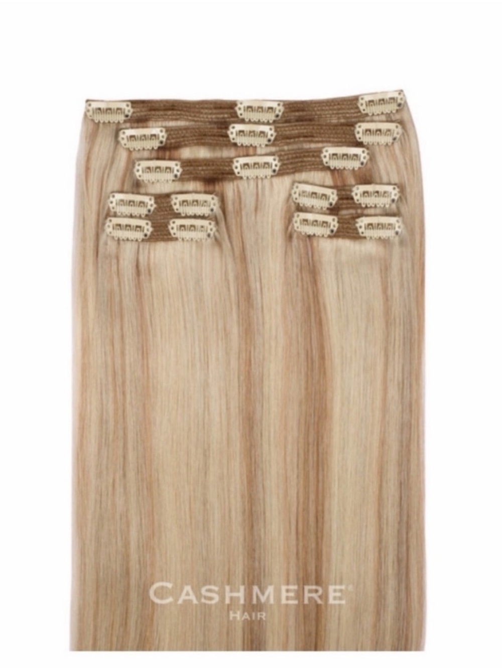 Cashmere Hair 16” Clip In Human Hair Extensions Blonde Full Set